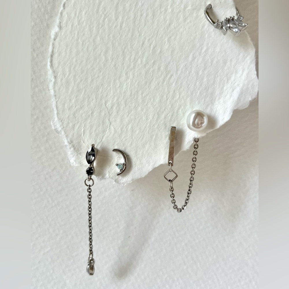 Freshwater Pearl Opal Earring Set | Silver